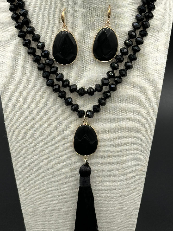 Bohemian Harmony - Black Agate & Glass Beads Ensemble