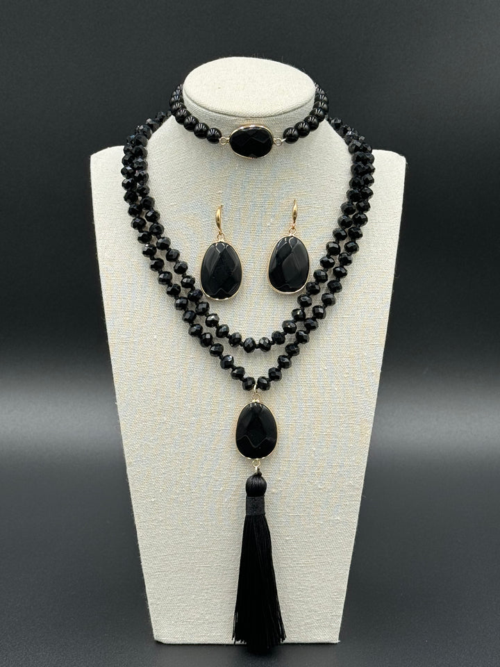 Bohemian Harmony - Black Agate & Glass Beads Ensemble