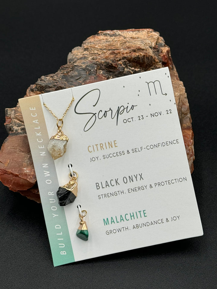 Build Your Own Zodiac Necklace set with 3 Natural Crystal pendants