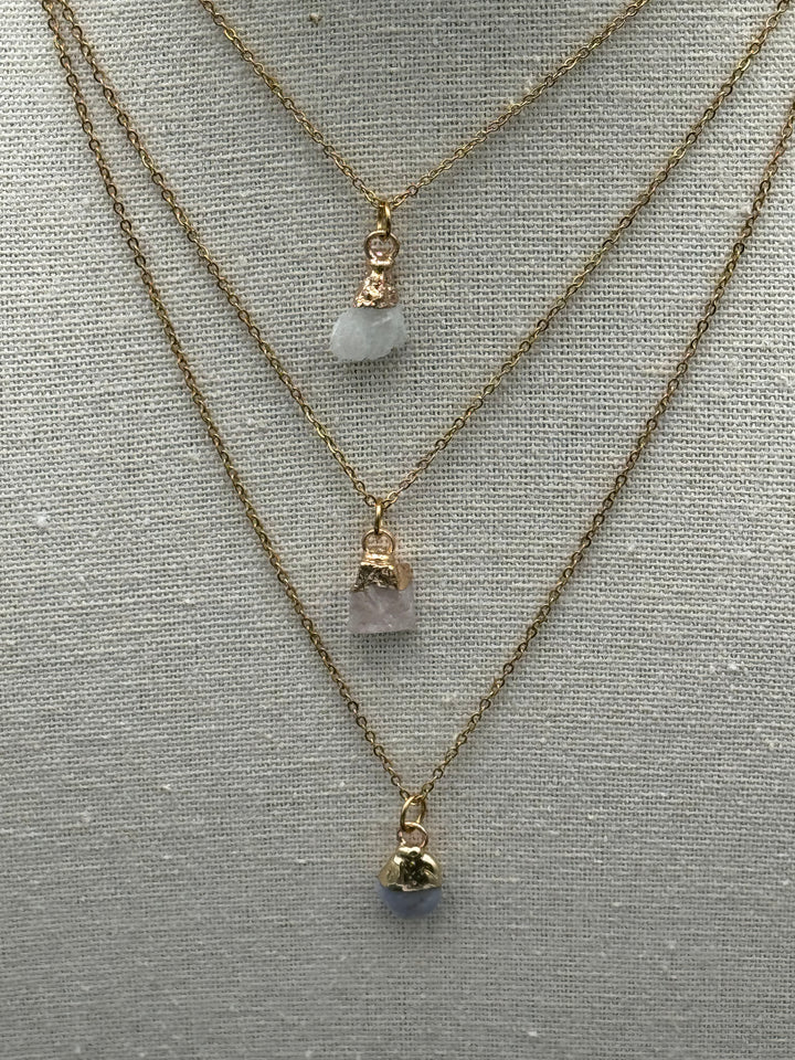 Build Your Own Zodiac Necklace set with 3 Natural Crystal pendants