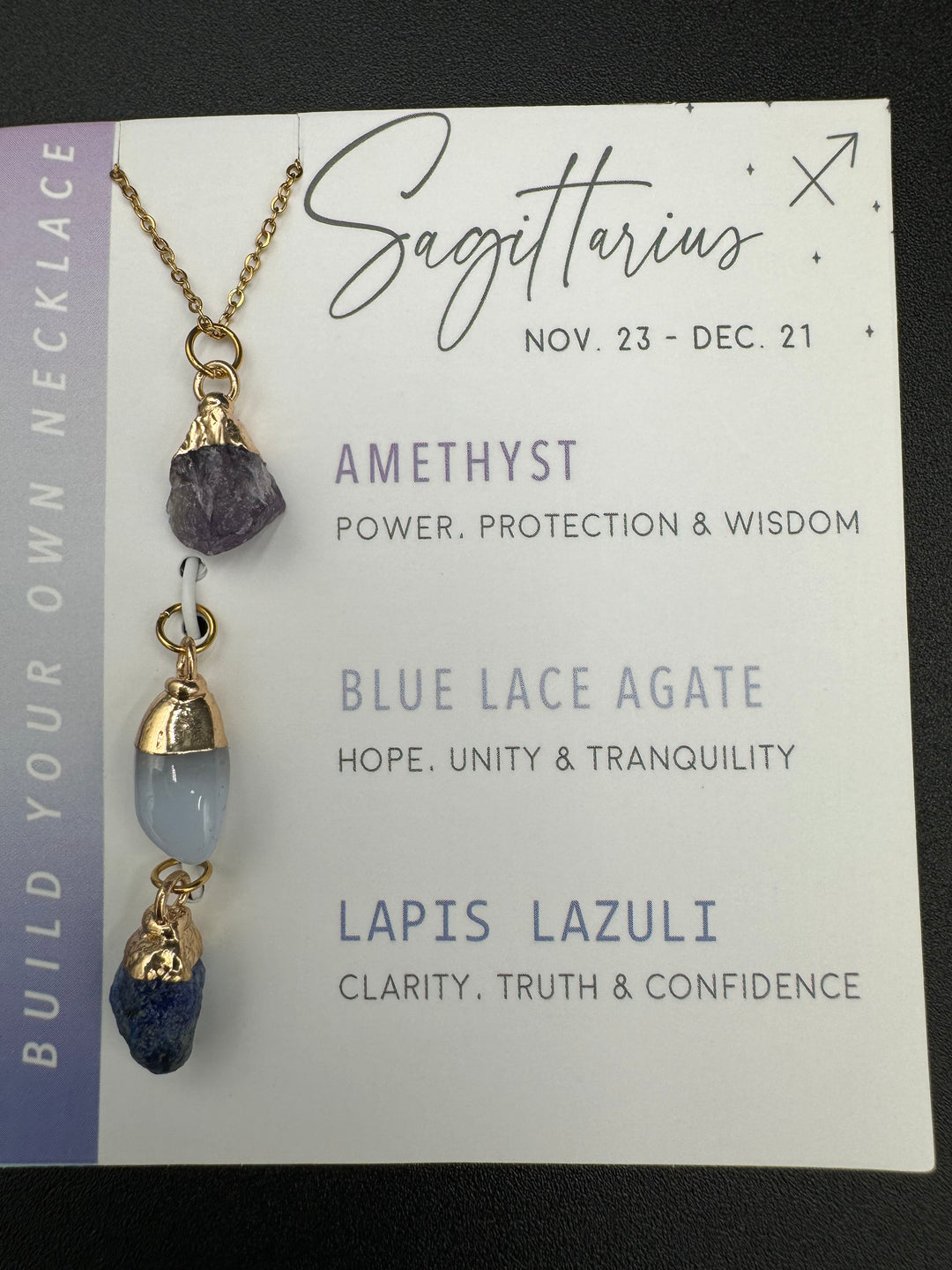 Build Your Own Zodiac Necklace set with 3 Natural Crystal pendants