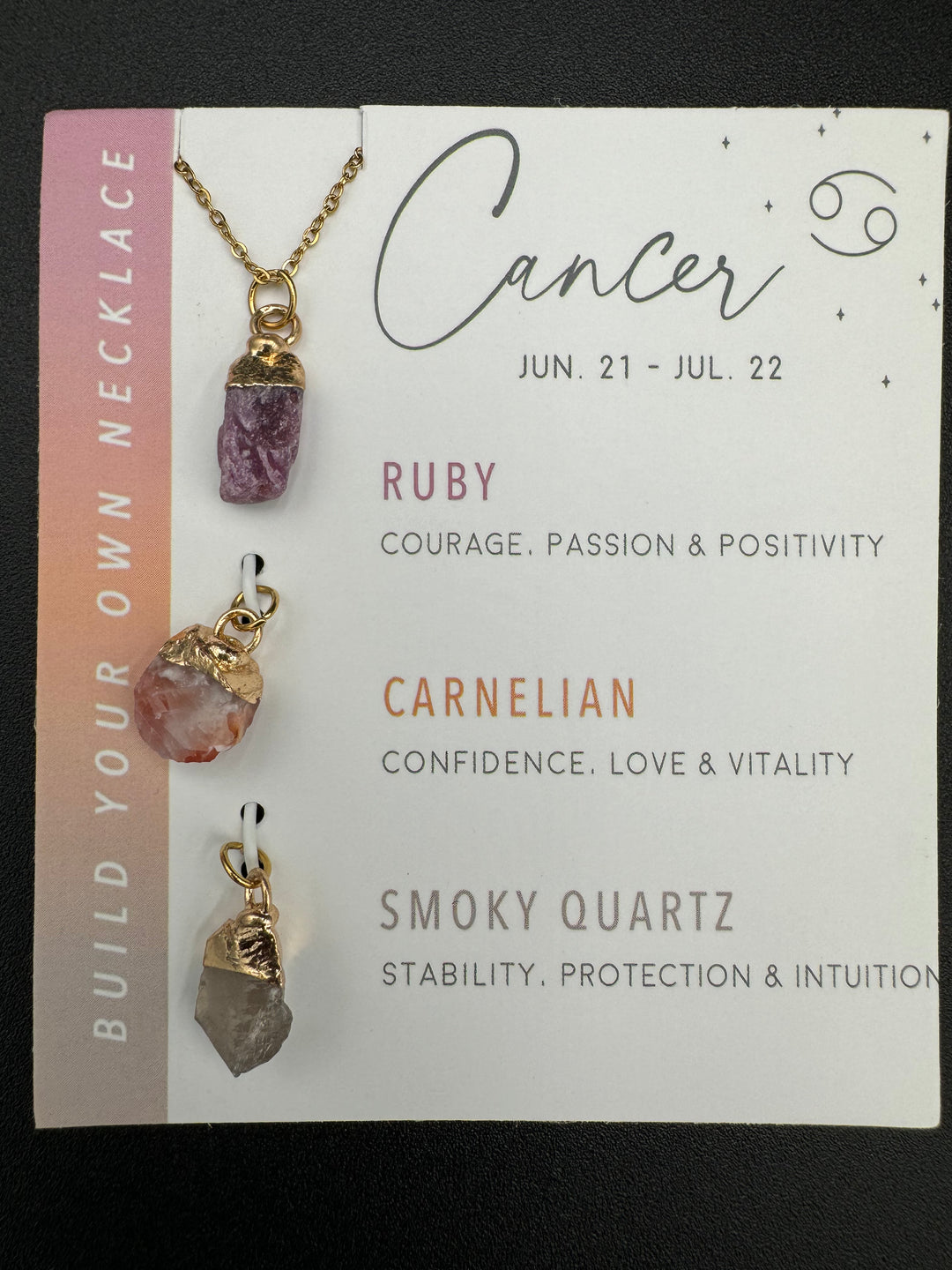 Build Your Own Zodiac Necklace set with 3 Natural Crystal pendants