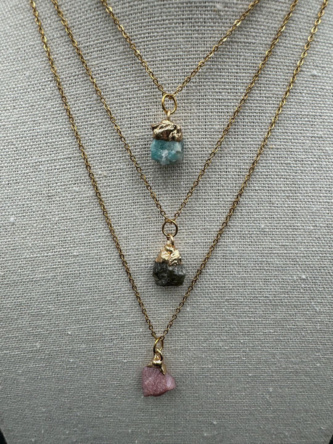 Build Your Own Zodiac Necklace set with 3 Natural Crystal pendants