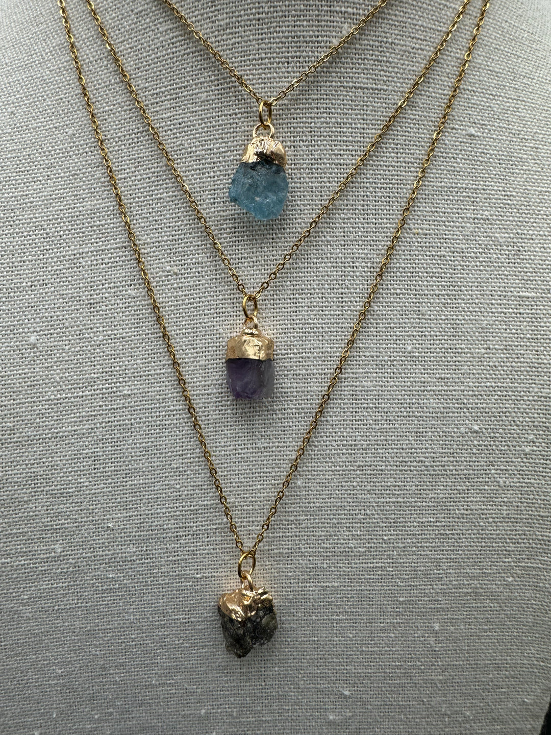 Build Your Own Zodiac Necklace set with 3 Natural Crystal pendants