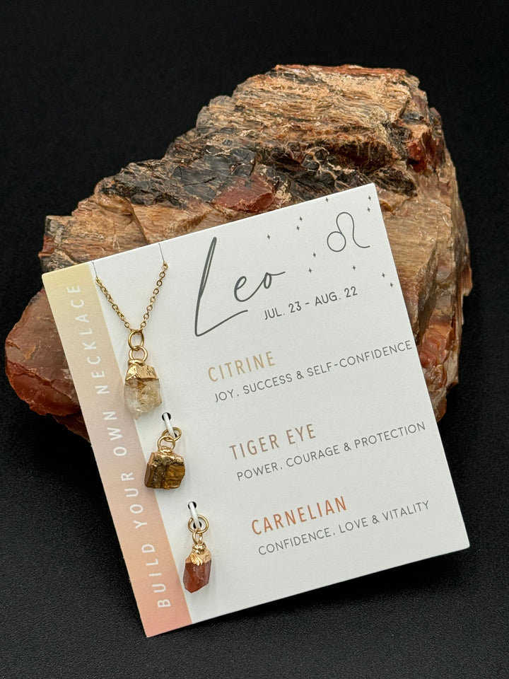 Build Your Own Zodiac Necklace set with 3 Natural Crystal pendants