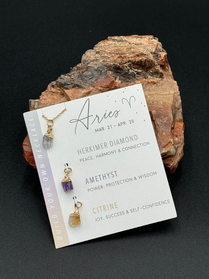 Build Your Own Zodiac Necklace set with 3 Natural Crystal pendants