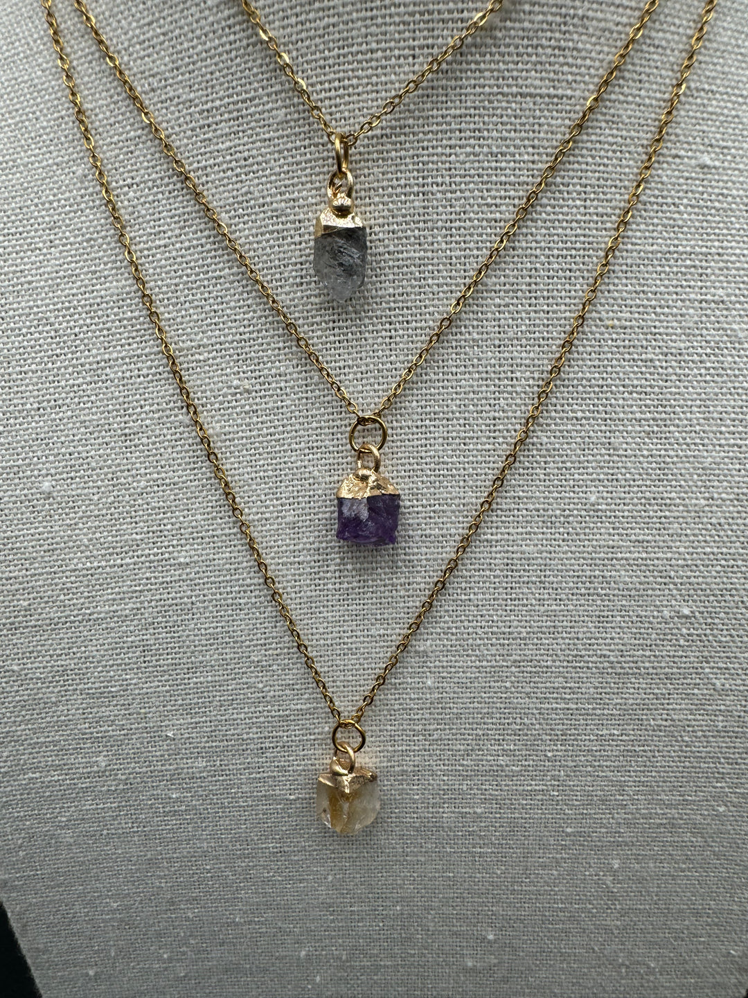 Build Your Own Zodiac Necklace set with 3 Natural Crystal pendants