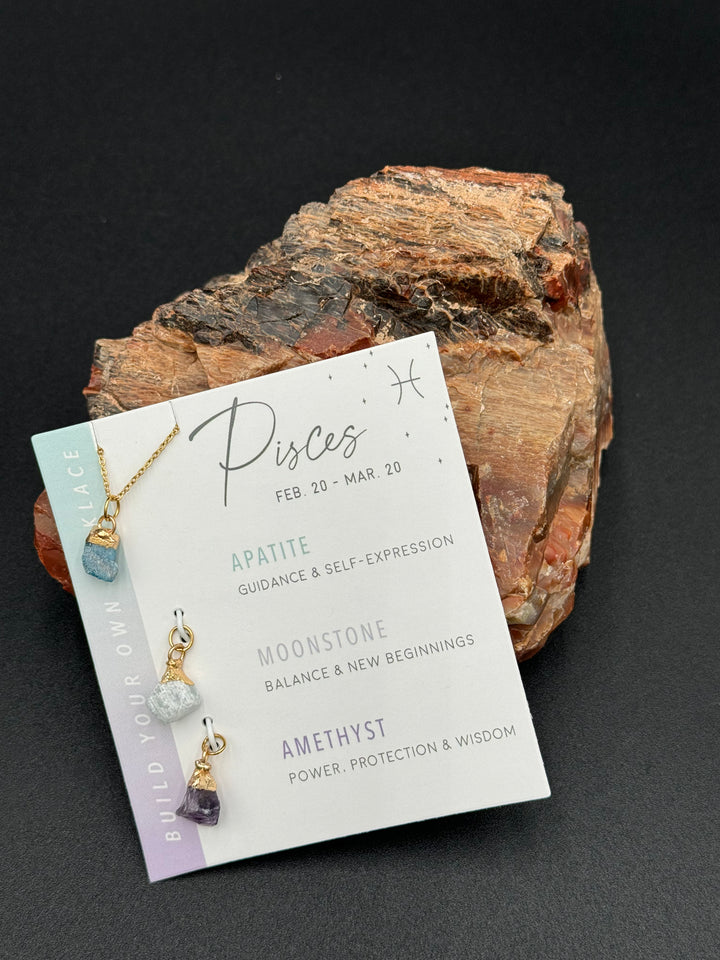 Build Your Own Zodiac Necklace set with 3 Natural Crystal pendants