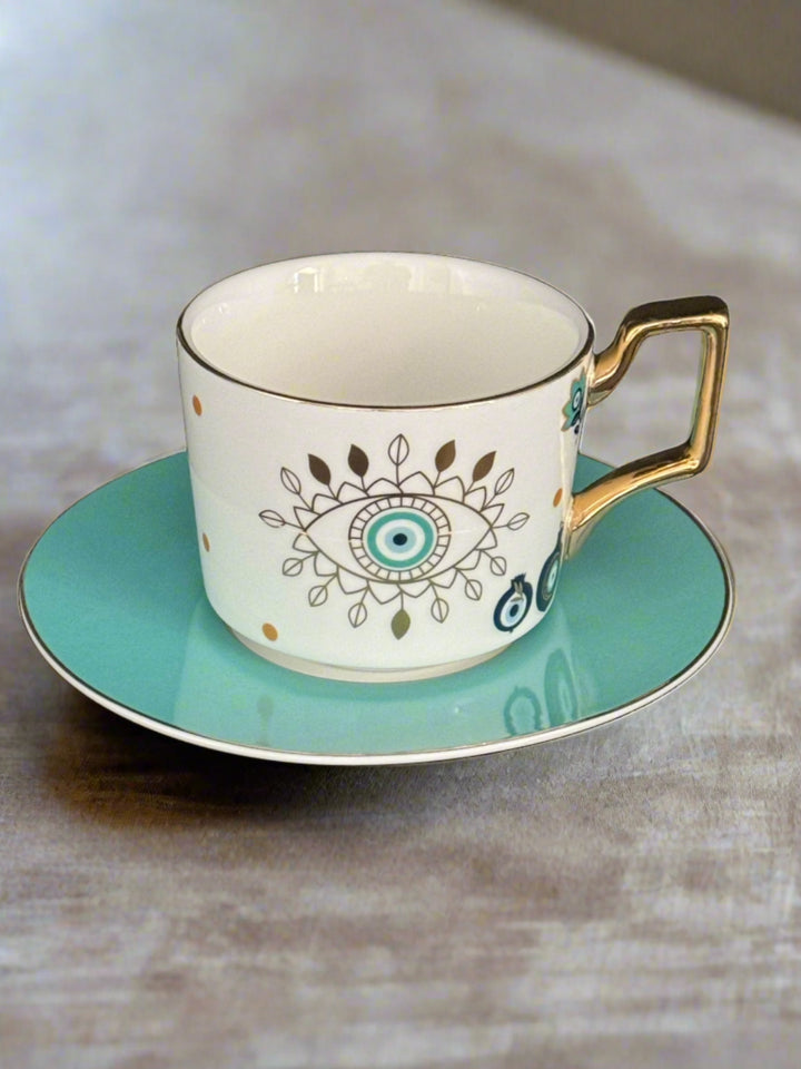 AuraGuard Luxe Ceramic Mug and Saucer Set