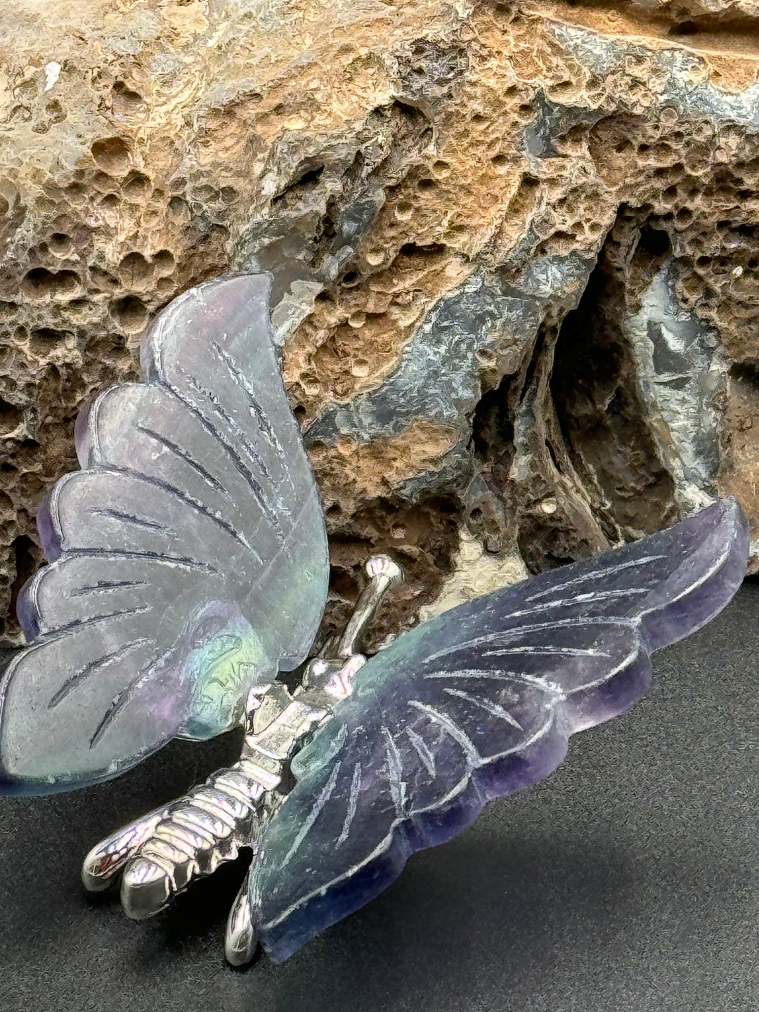 Radiant Harmony Fluorite Crystal Butterfly