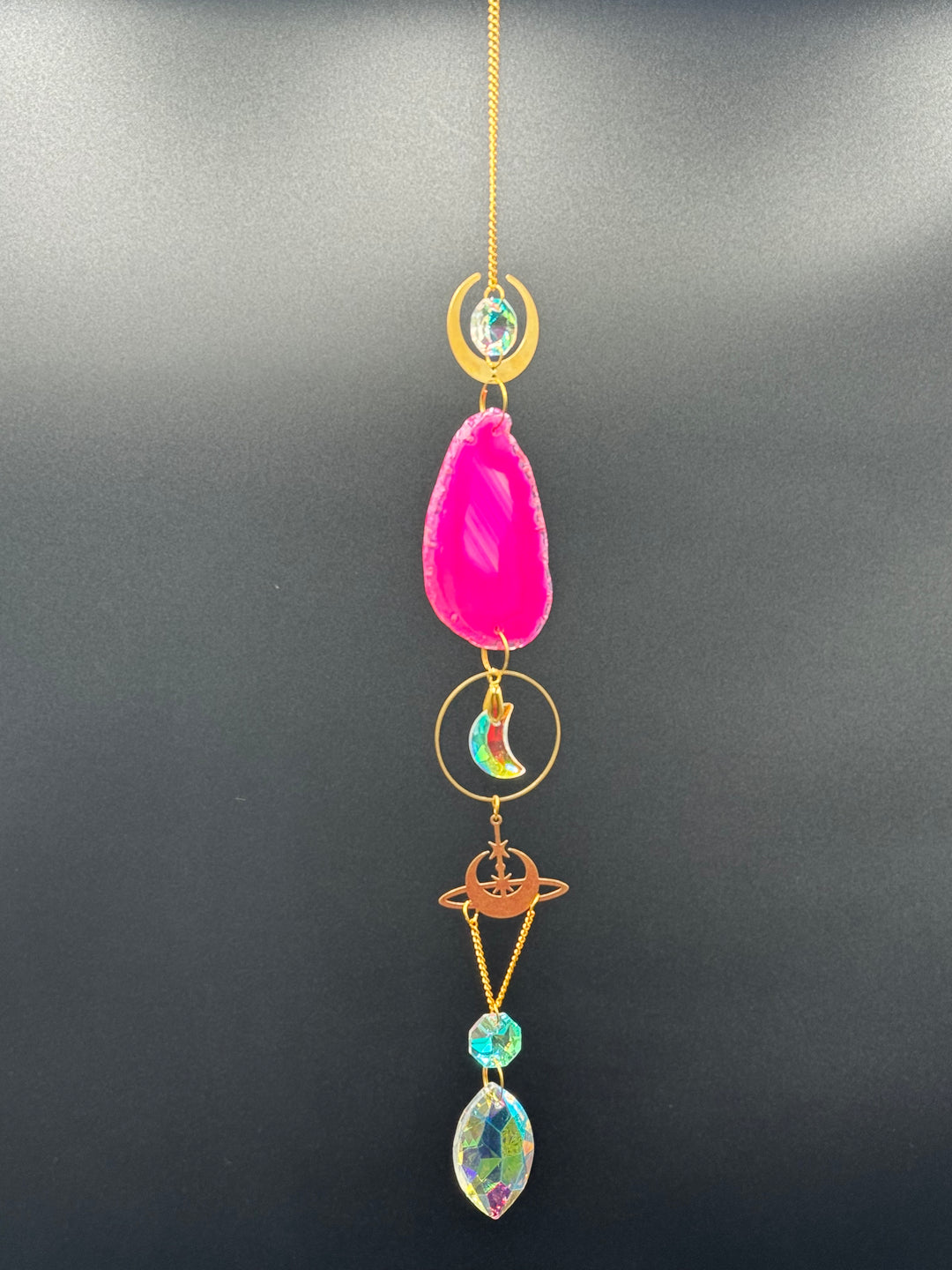 Celestial Harmony Pink Agate Sun Catcher