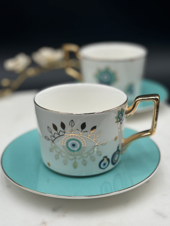 AuraGuard Luxe Ceramic Mug and Saucer Set