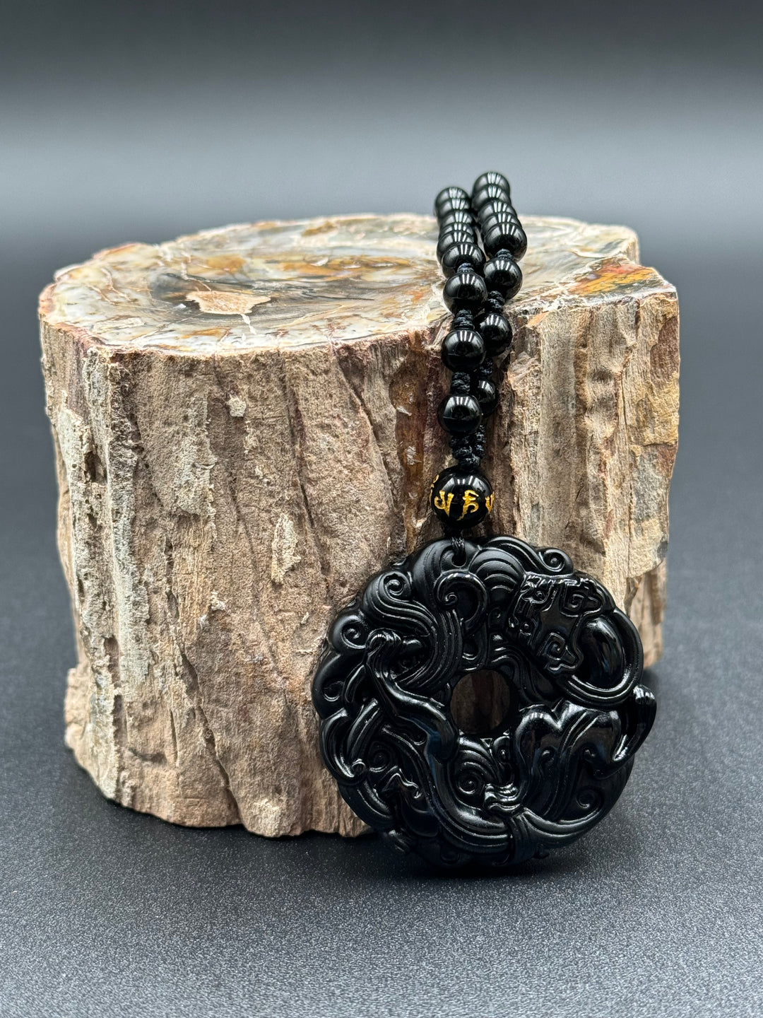 Black Obsidian Guardian Men's Pendant Necklace