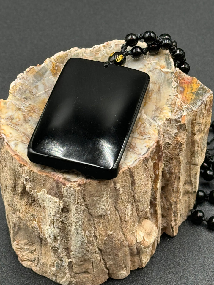 Victory Guardian Obsidian Pendant Necklace