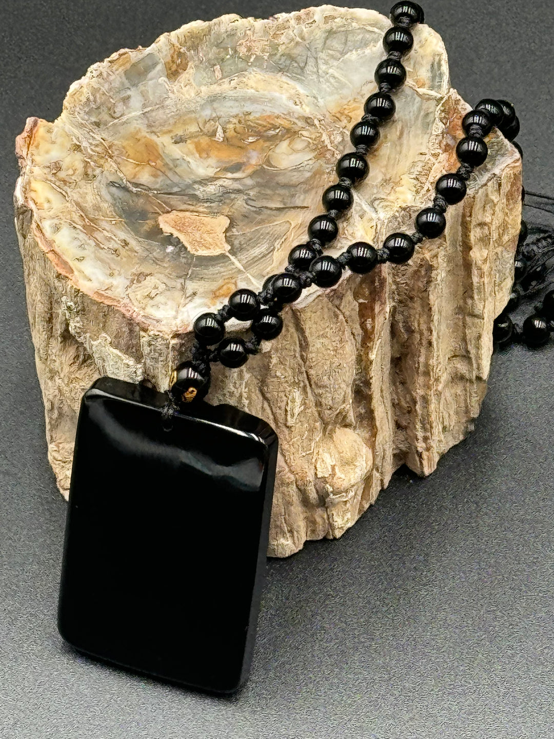 Victory Guardian Obsidian Pendant Necklace