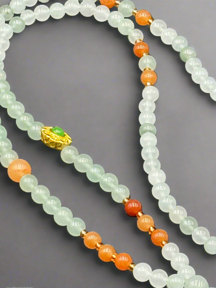 Serene Grace Silk & White Jade Necklace