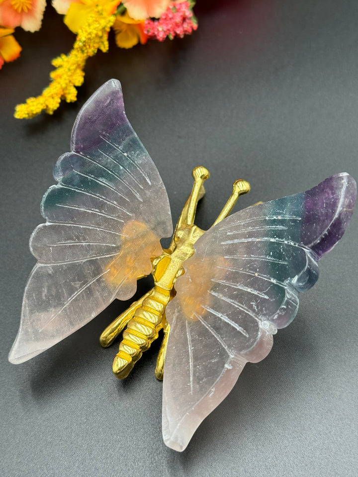 Radiant Harmony Fluorite Crystal Butterfly