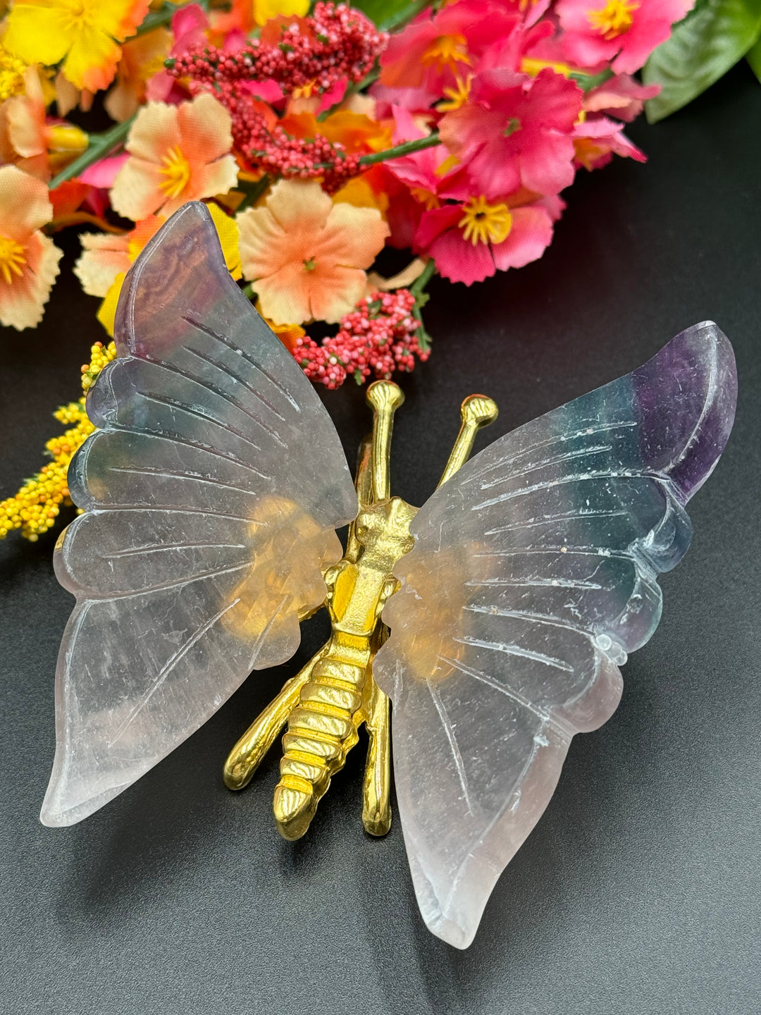 Radiant Harmony Fluorite Crystal Butterfly