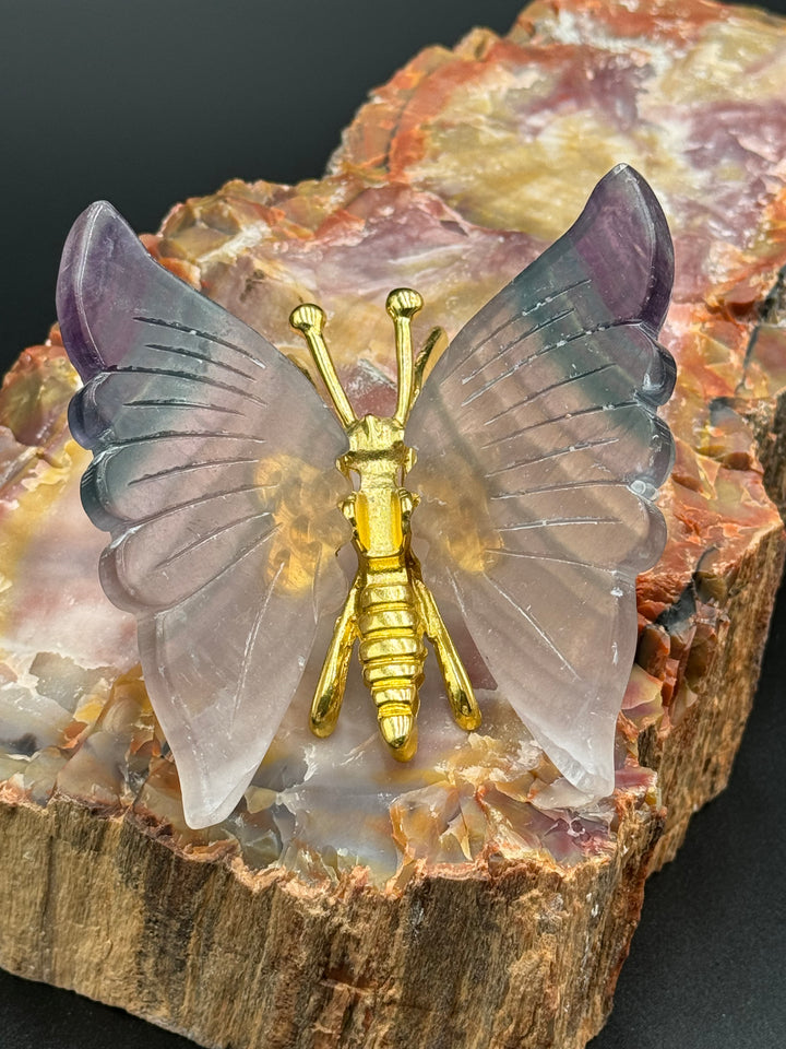 Radiant Harmony Fluorite Crystal Butterfly