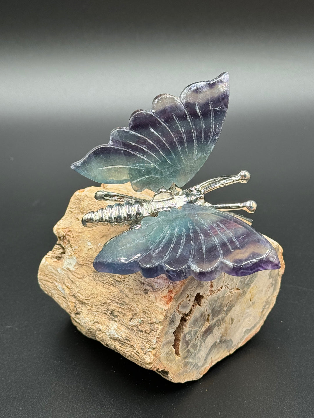 Radiant Harmony Fluorite Crystal Butterfly