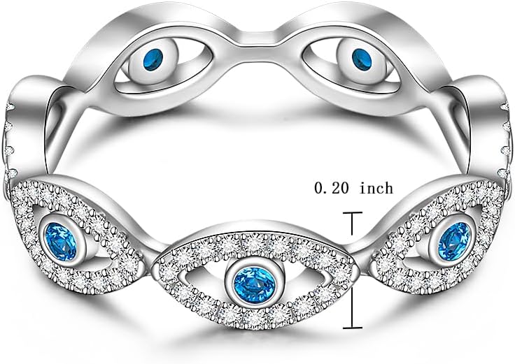 Sapphire Serenity Sterling Silver Evil Eye Band Ring (SS)