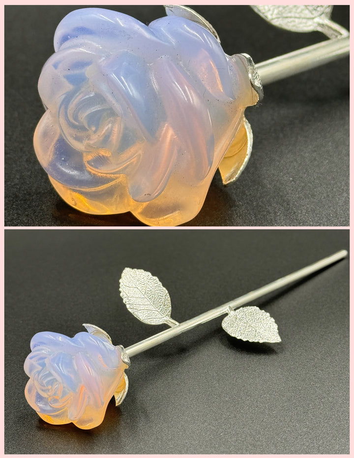 Opalite Carved Rose - Radiant Healing and Beauty