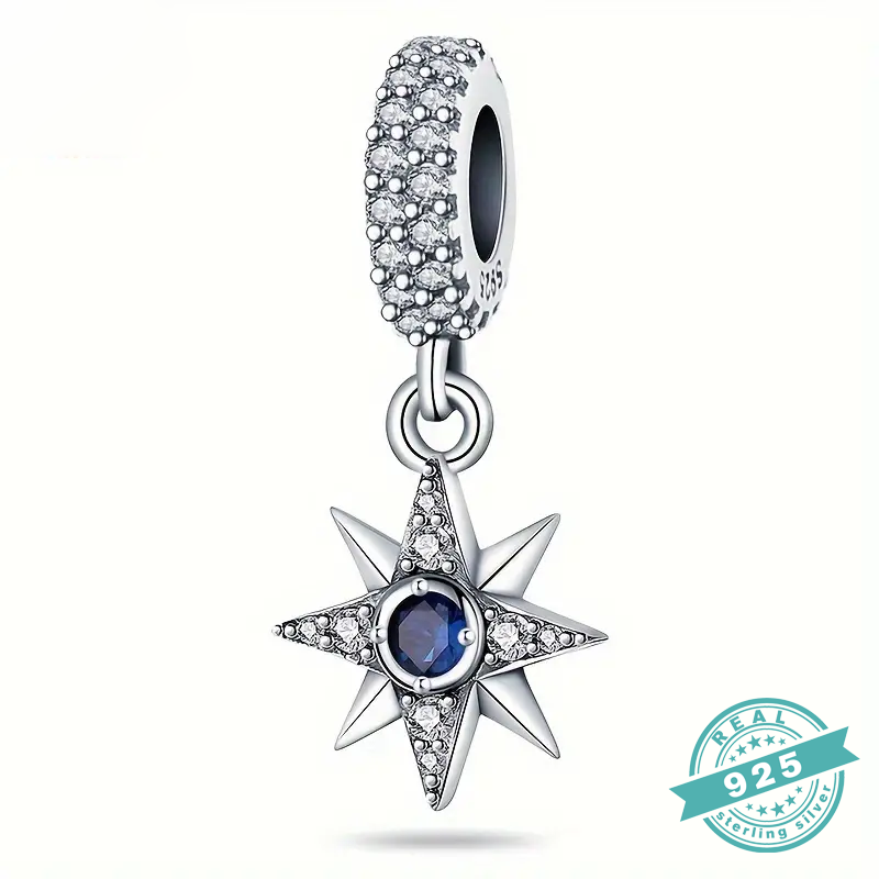 925 Sterling Silver With White & Blue Zircon Charms Collection (SS)