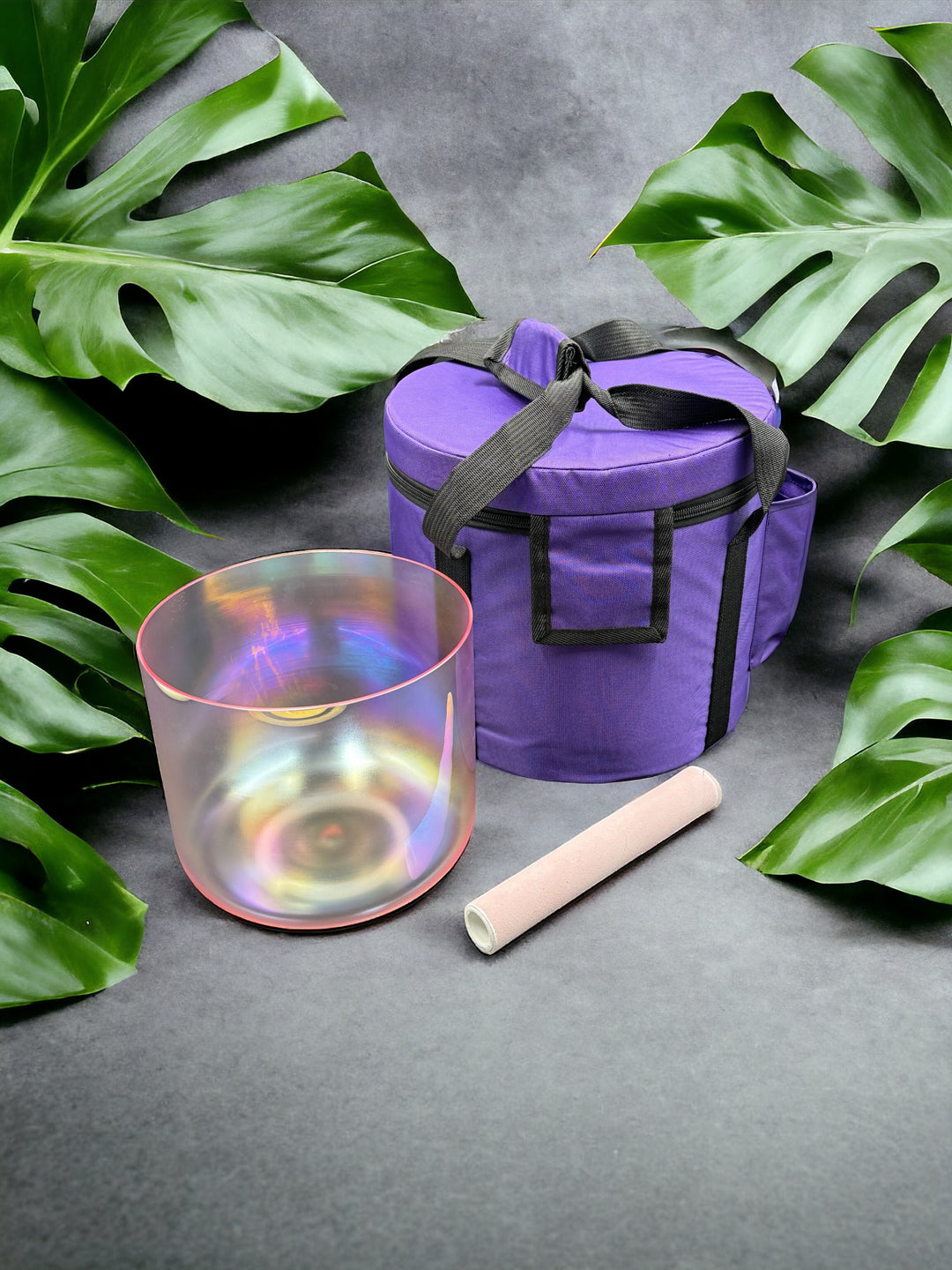 7.5 Inch Pink Clear Cosmic Quartz Crystal Singing Bowl (G Note) + FREE Bag and Mallet