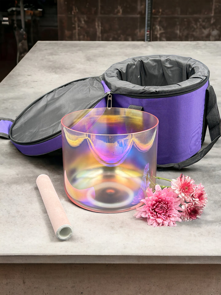 7.5 Inch Pink Clear Cosmic Quartz Crystal Singing Bowl (G Note) + FREE Bag and Mallet