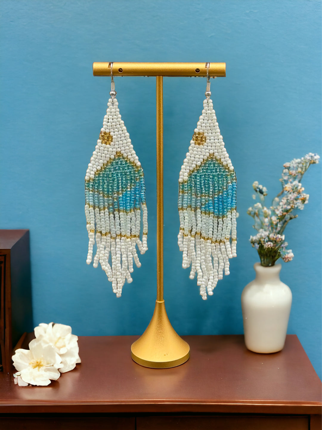 Handmade Bohemian Glass Beads Tassel Earrings - Summer