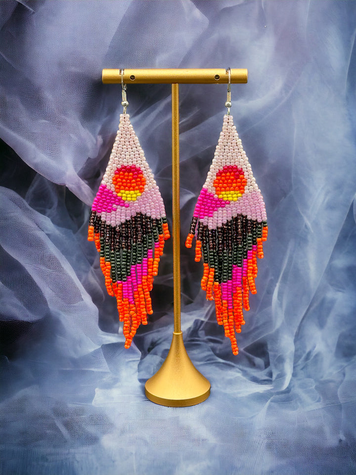 Handmade Bohemian Glass Beads Tassel Earrings - Hot air balloon