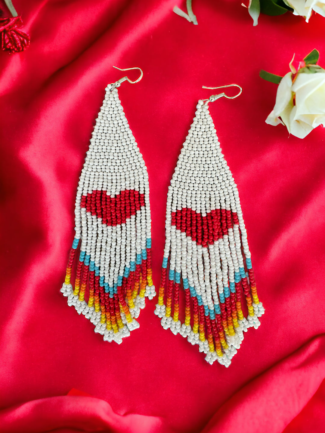 Handmade Bohemian Glass Beads Tassel Earrings - Love