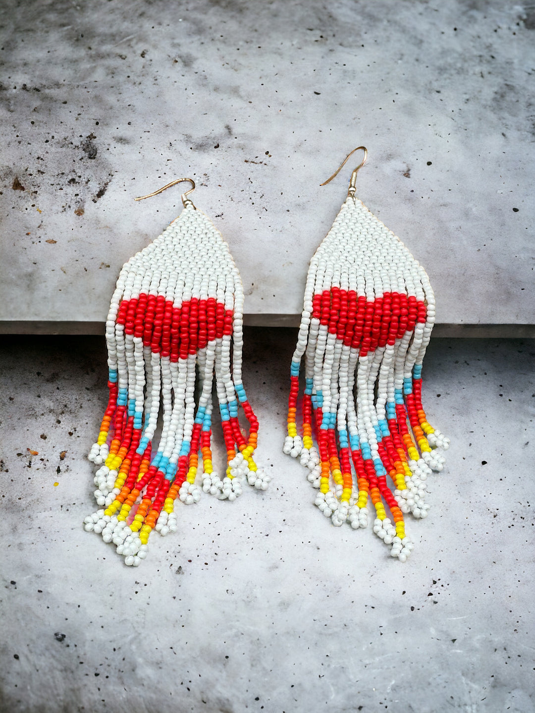 Handmade Bohemian Glass Beads Tassel Earrings - Love