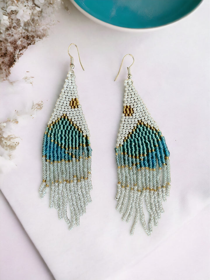 Handmade Bohemian Glass Beads Tassel Earrings - Summer