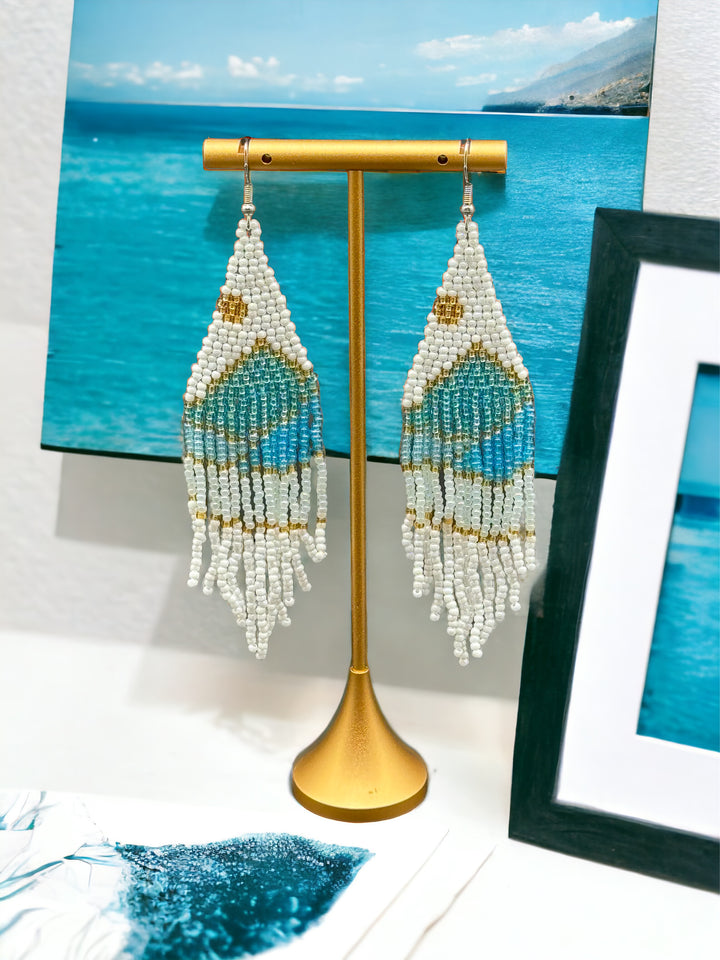 Handmade Bohemian Glass Beads Tassel Earrings - Summer