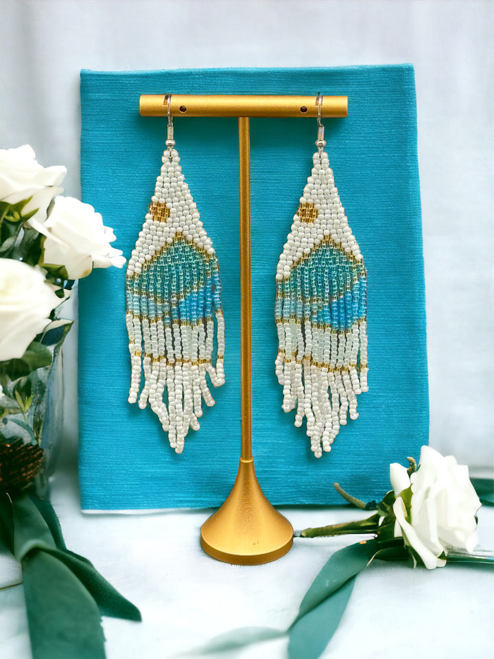 Handmade Bohemian Glass Beads Tassel Earrings - Summer