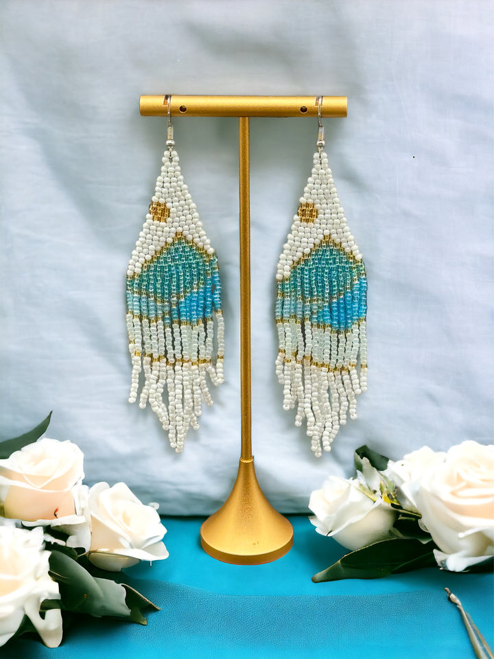 Handmade Bohemian Glass Beads Tassel Earrings - Summer