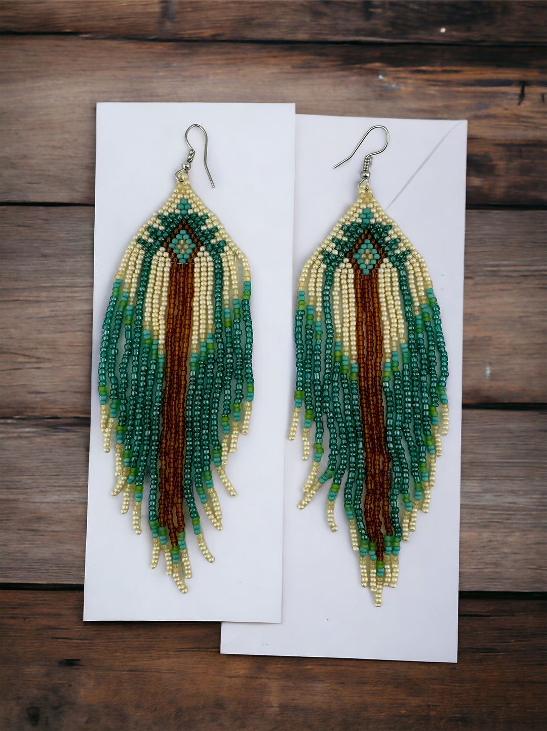 Handmade Bohemian Glass Beads Tassel Earrings - Geometry