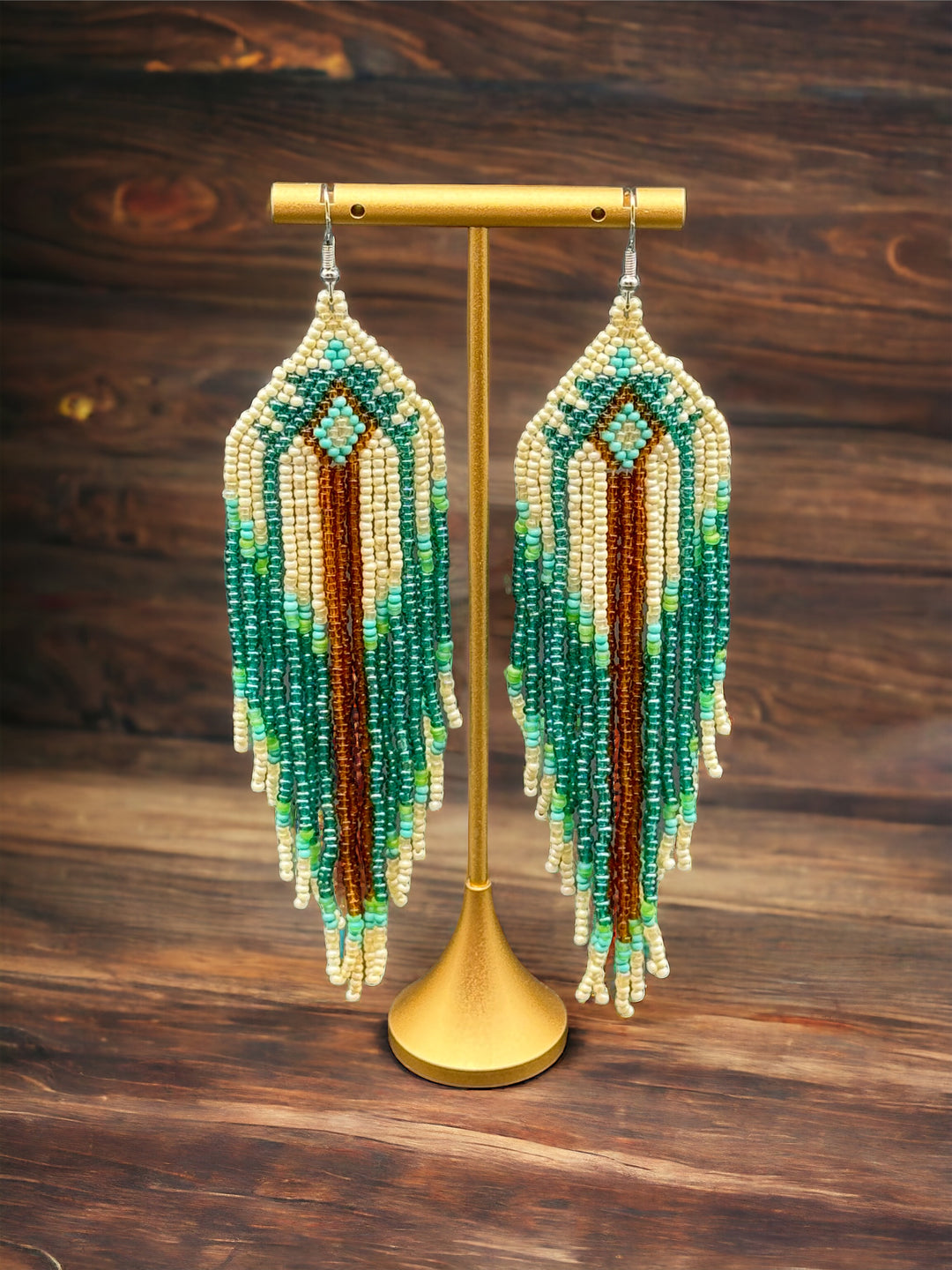 Handmade Bohemian Glass Beads Tassel Earrings - Geometry