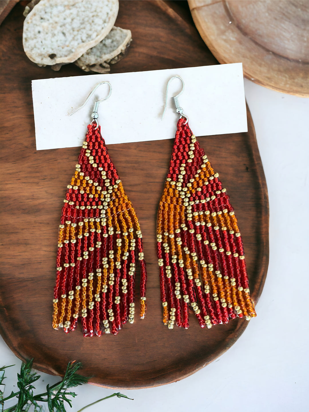 Handmade Bohemian Glass Beads Tassel Earrings - Southwest