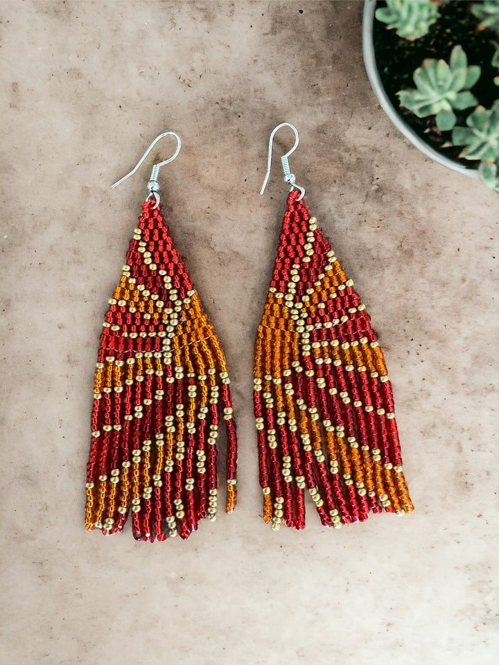 Handmade Bohemian Glass Beads Tassel Earrings - Southwest