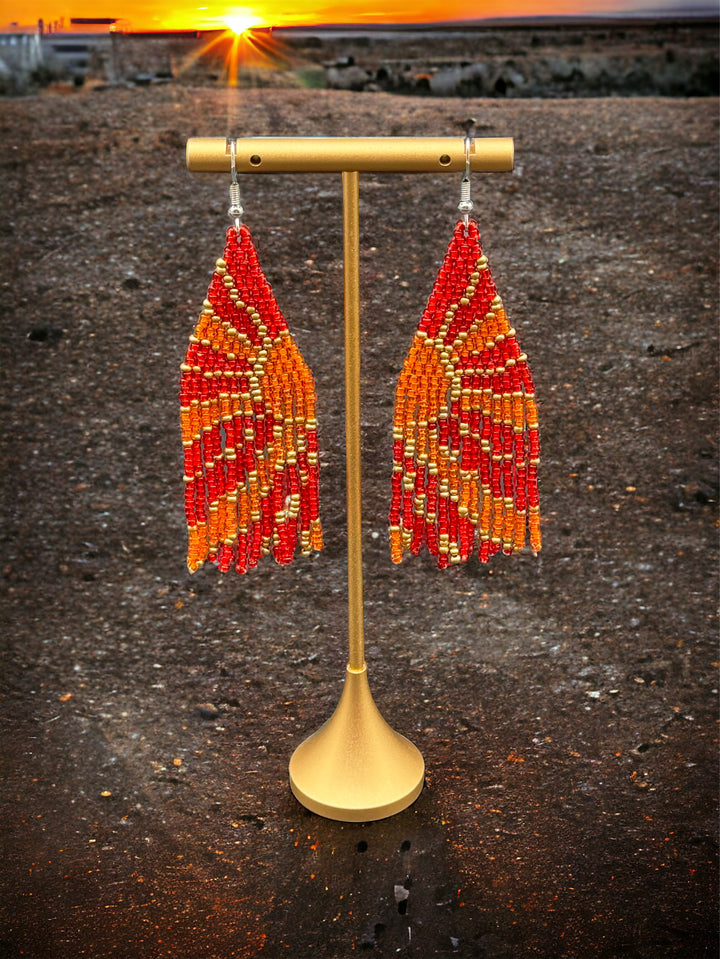 Handmade Bohemian Glass Beads Tassel Earrings - Southwest