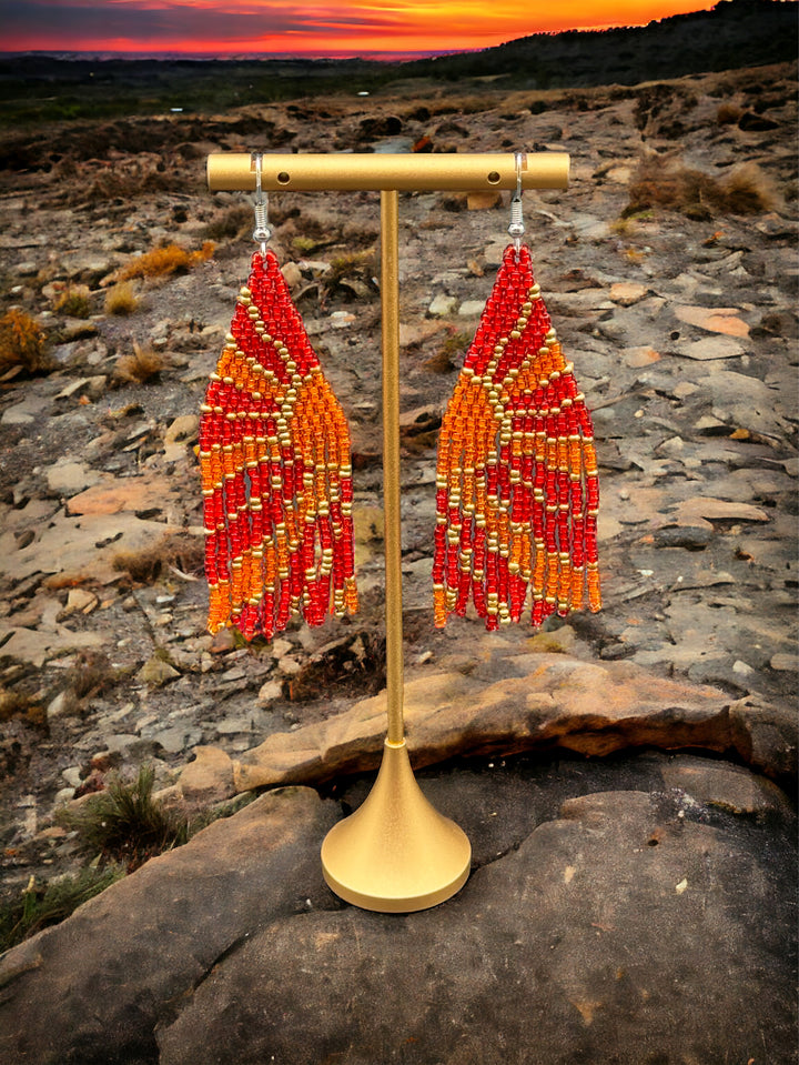 Handmade Bohemian Glass Beads Tassel Earrings - Southwest