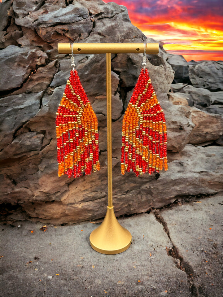 Handmade Bohemian Glass Beads Tassel Earrings - Southwest