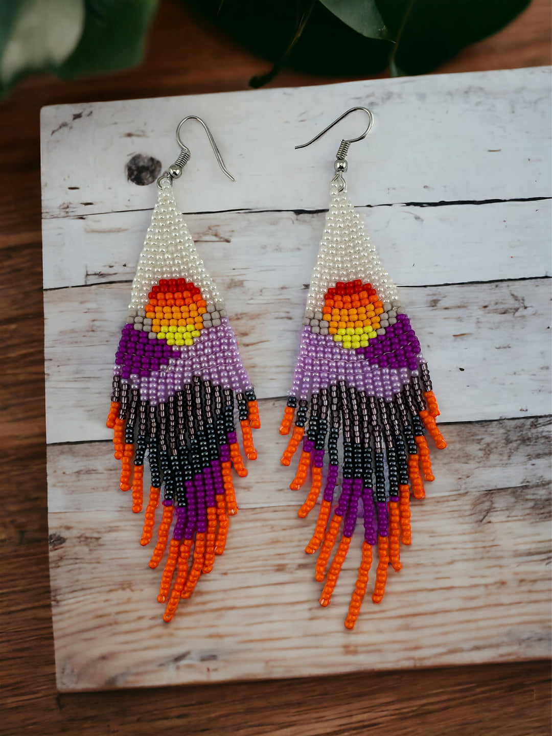 Handmade Bohemian Glass Beads Tassel Earrings - Hot air balloon