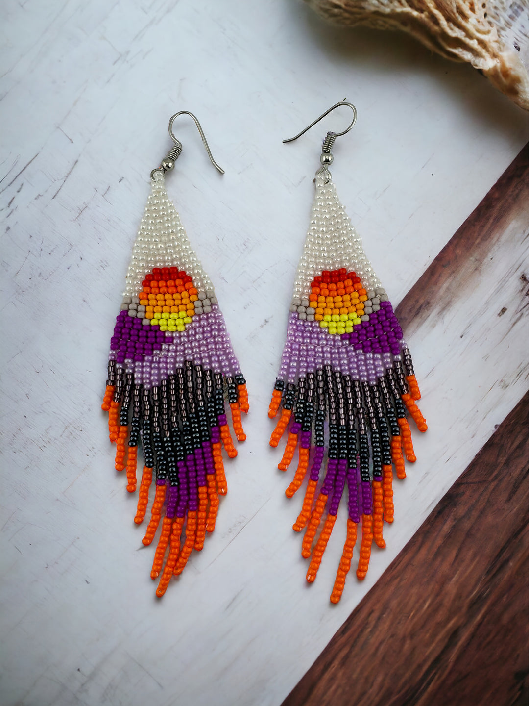 Handmade Bohemian Glass Beads Tassel Earrings - Hot air balloon