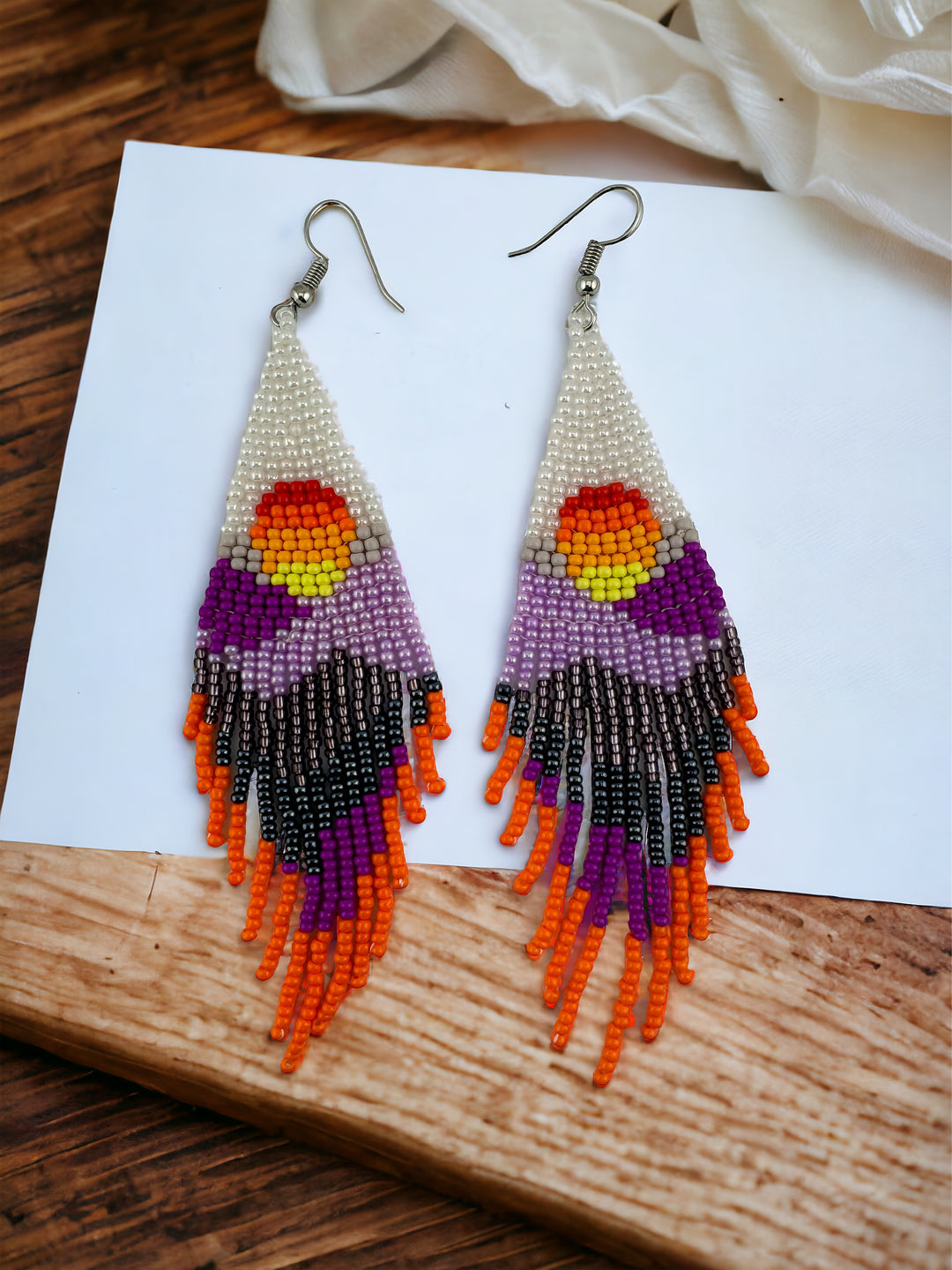 Handmade Bohemian Glass Beads Tassel Earrings - Hot air balloon