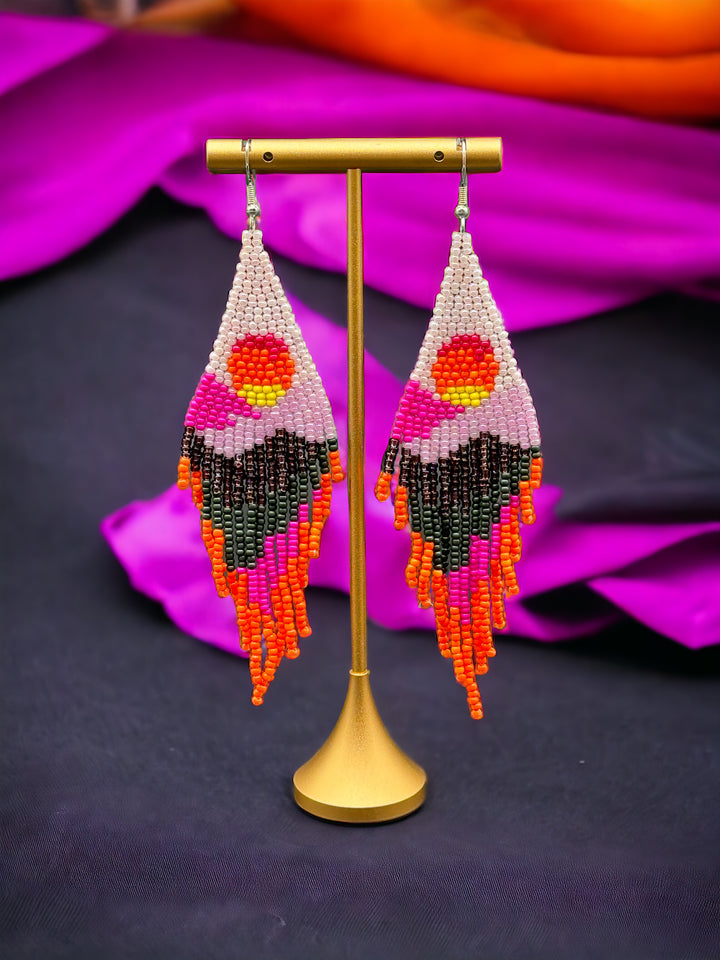 Handmade Bohemian Glass Beads Tassel Earrings - Hot air balloon