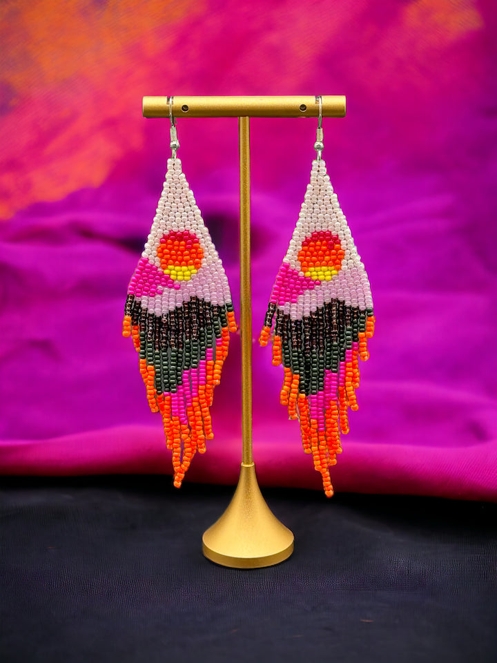 Handmade Bohemian Glass Beads Tassel Earrings - Hot air balloon