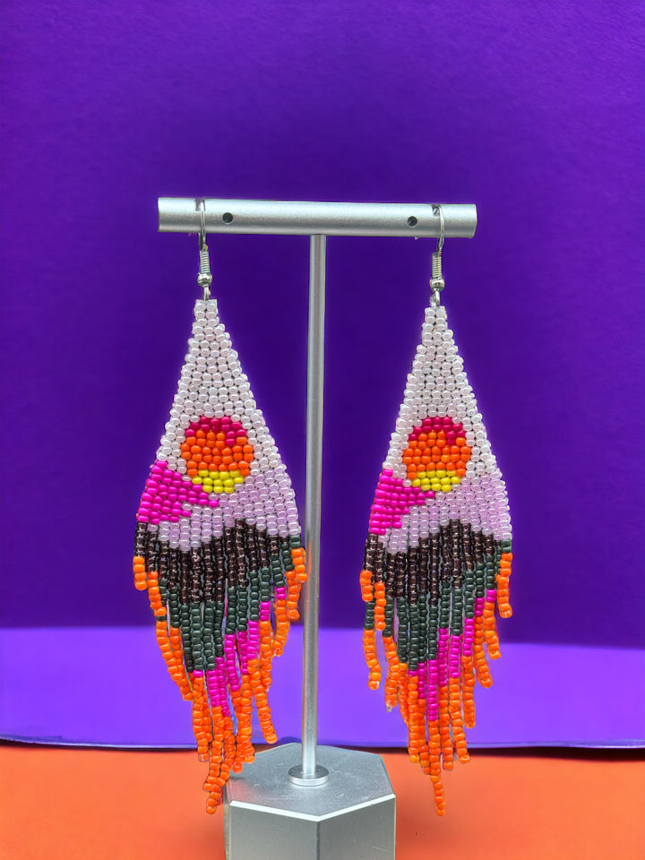 Handmade Bohemian Glass Beads Tassel Earrings - Hot air balloon